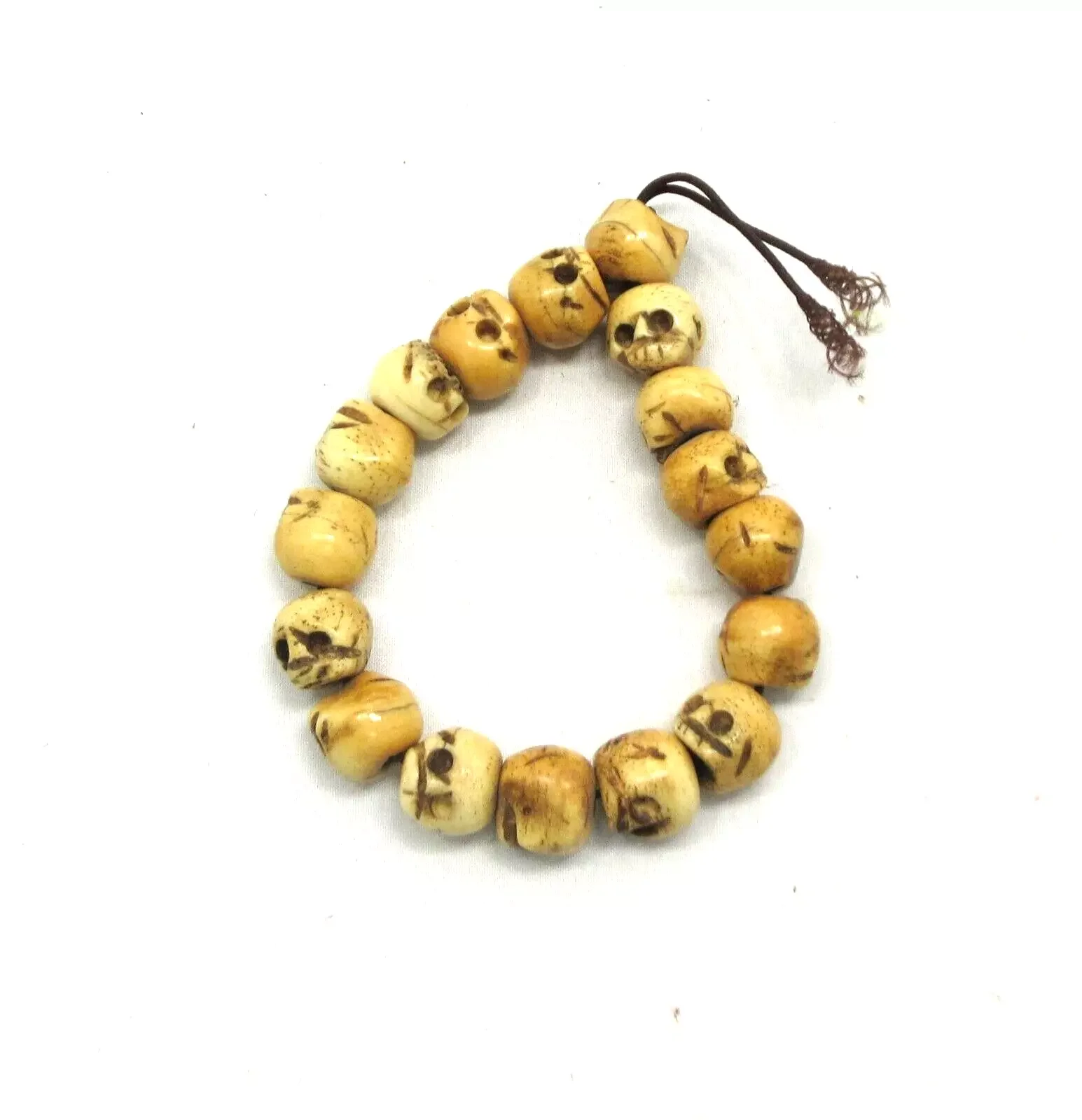 EASTCODE Charming Mens Ox Bone Carved Skull Beads Buddhist Prayer Wrist Mala Bracelet