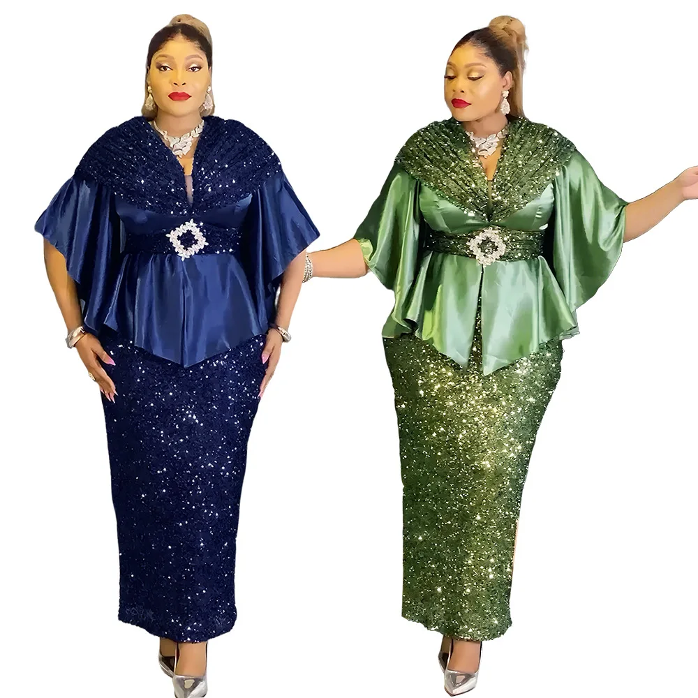 

Sequin Plus Size African Party Dresses for Women Dashiki Sexy Bodycon Long Dress Elegant Muslim Wedding Evening Gowns 2026