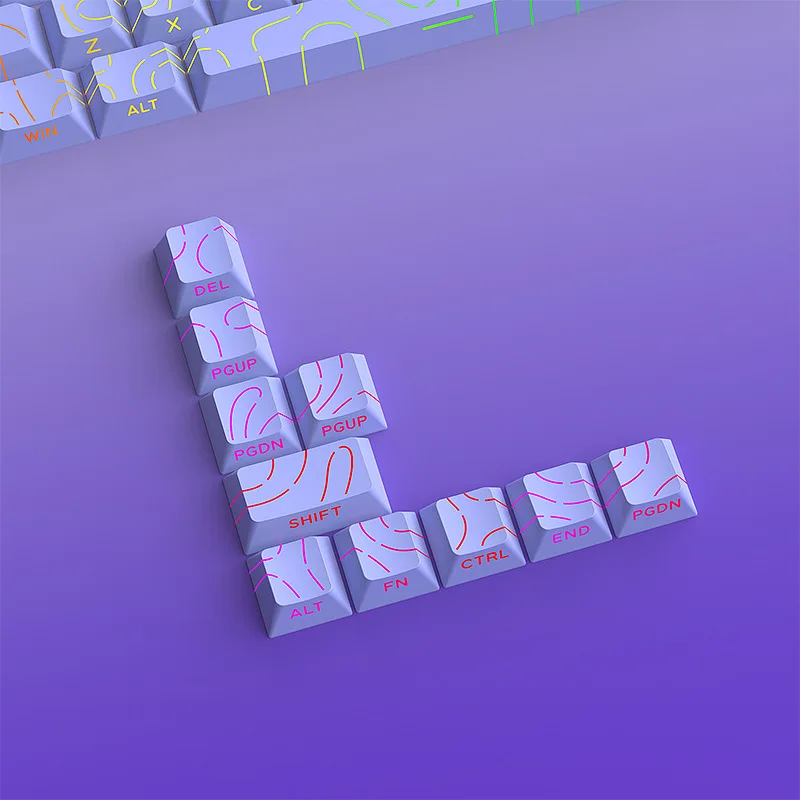 Keycap spot cross-border contour line keycap purple line crack character luminous 97 key original height