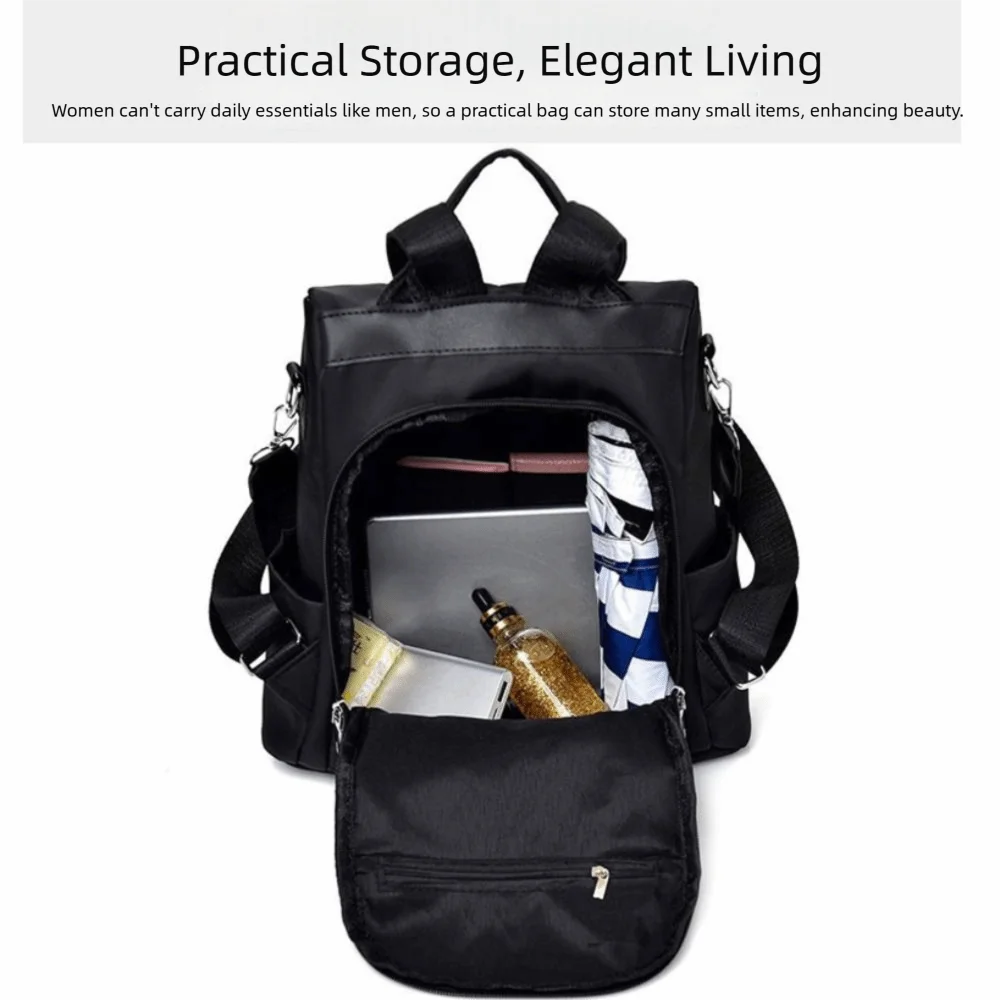 Wasserdichter Oxford-Rucksack mit hoher Kapazität, Diebstahlsicherer, leichter Reise-Tagesrucksack, einfarbig, vielseitige Umhängetasche für Damen – Detail 2