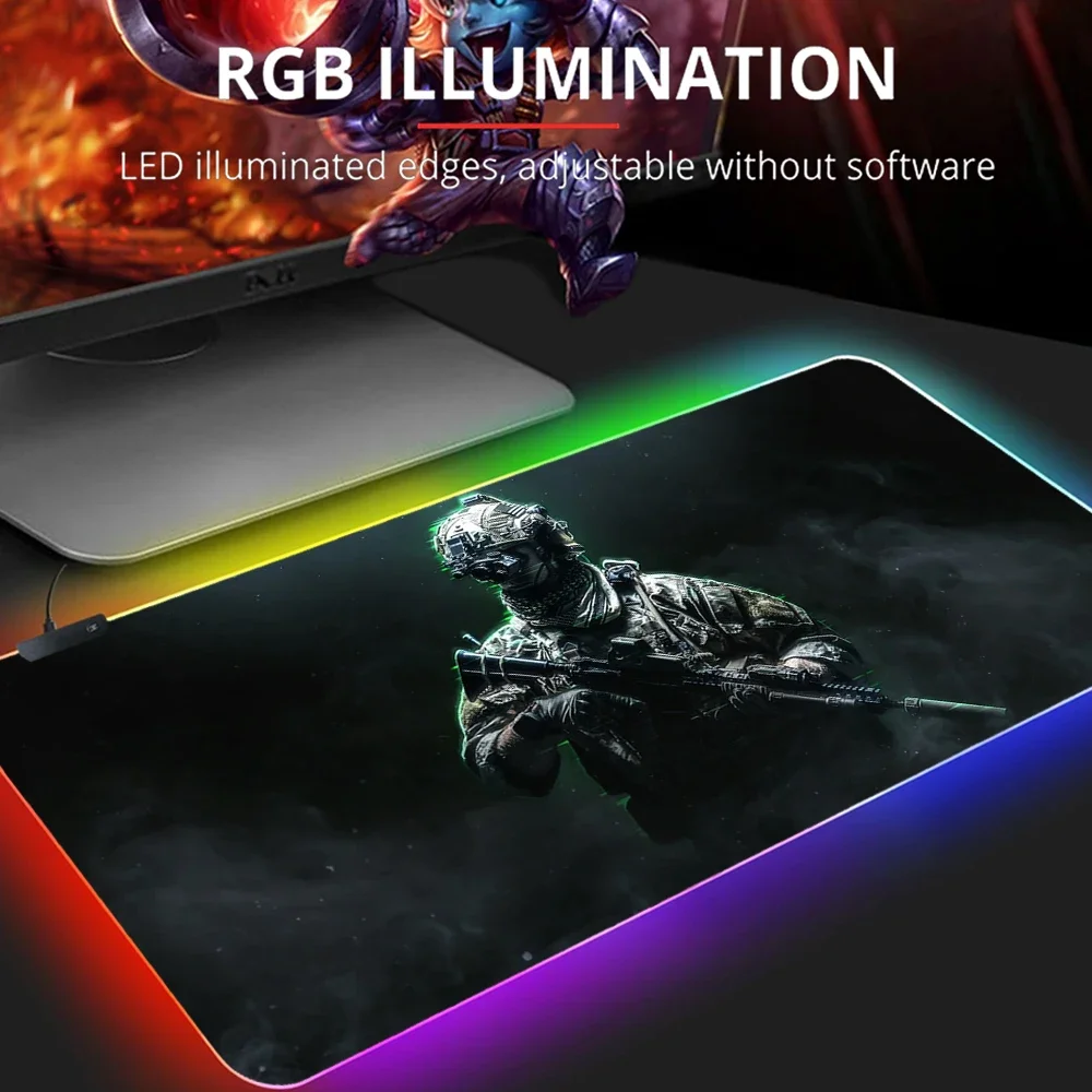 Gaming Computer Mouse Pad RGB Call Of Duty Warzone Mouse Mat Accessories Desk Mat Keyboard Mousepad Laptop PC Gamer XL LOL Table