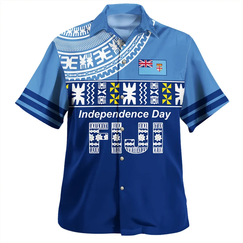 

Hawaiian Summer 3D BULA FIJI Flag Emblem Printing Shirts Men Philippines Fiji Coat Of Arm Graphic Short Sleeves Fashion Clothing