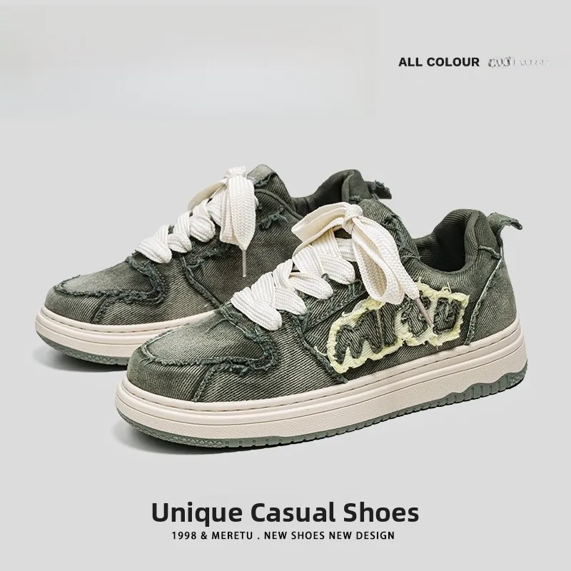 

KUMAR Spring Summer New Men's Casual oes Thi Bot Canvas oes Breathable Denim Retro Sle Low Top Flat Heel