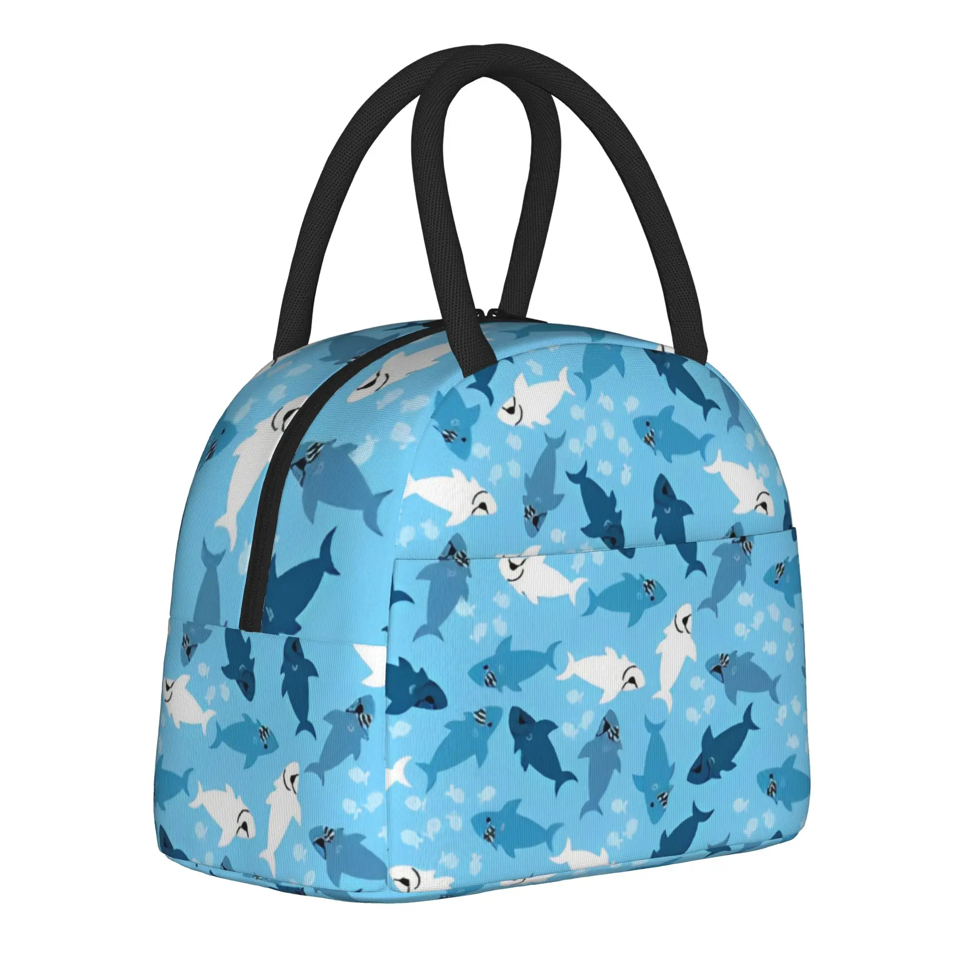 Cute Shark Insulated Lunch Bag Cooler Bag Reusable,Lunch Container Starry Whale Sharks Large Lunch Box Tote Food Bag Office
