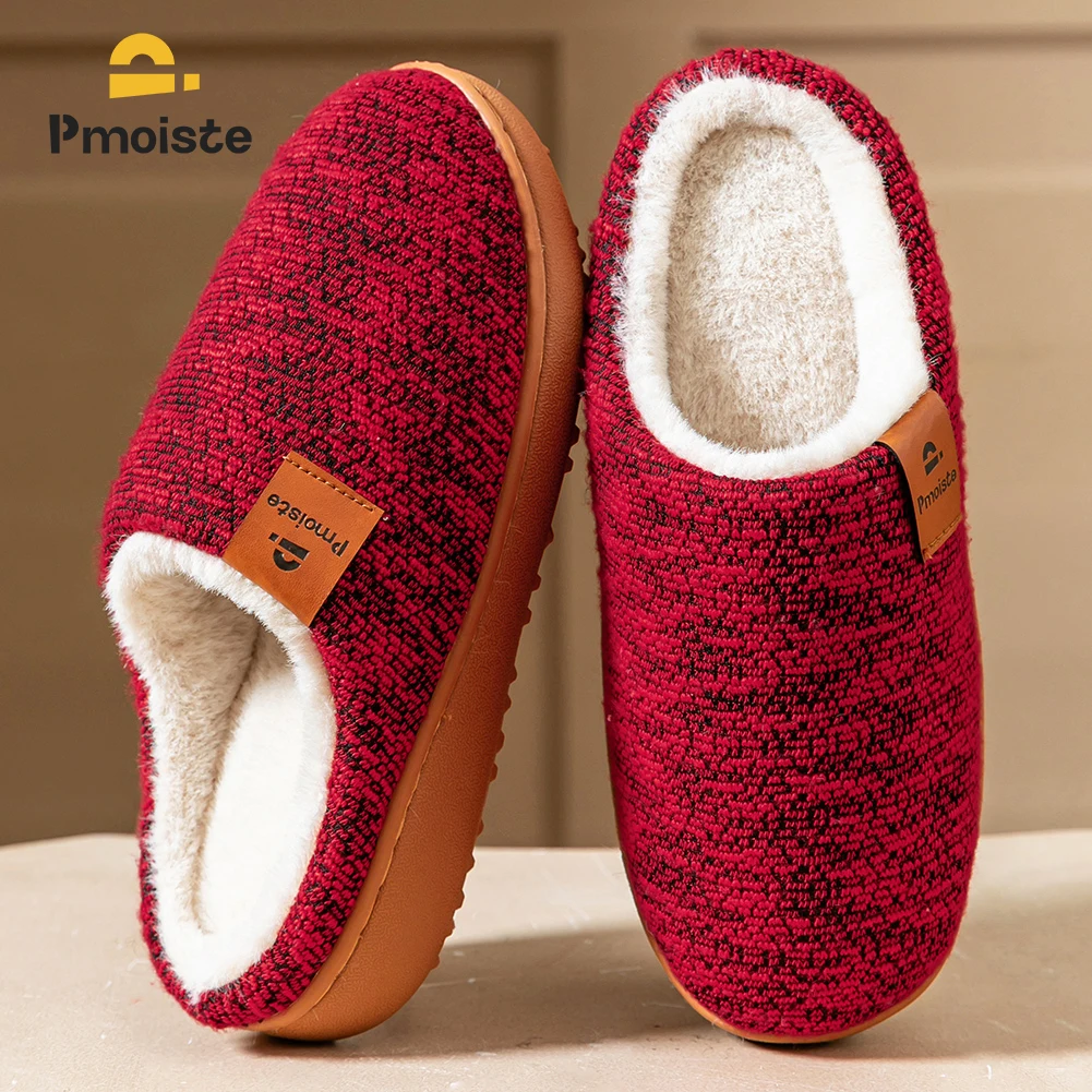 Platform Slippers Women TPR Sole Memory Foam Non Slip Warm Wedge Knited Indoor Cozy House Shoes Winter image 2