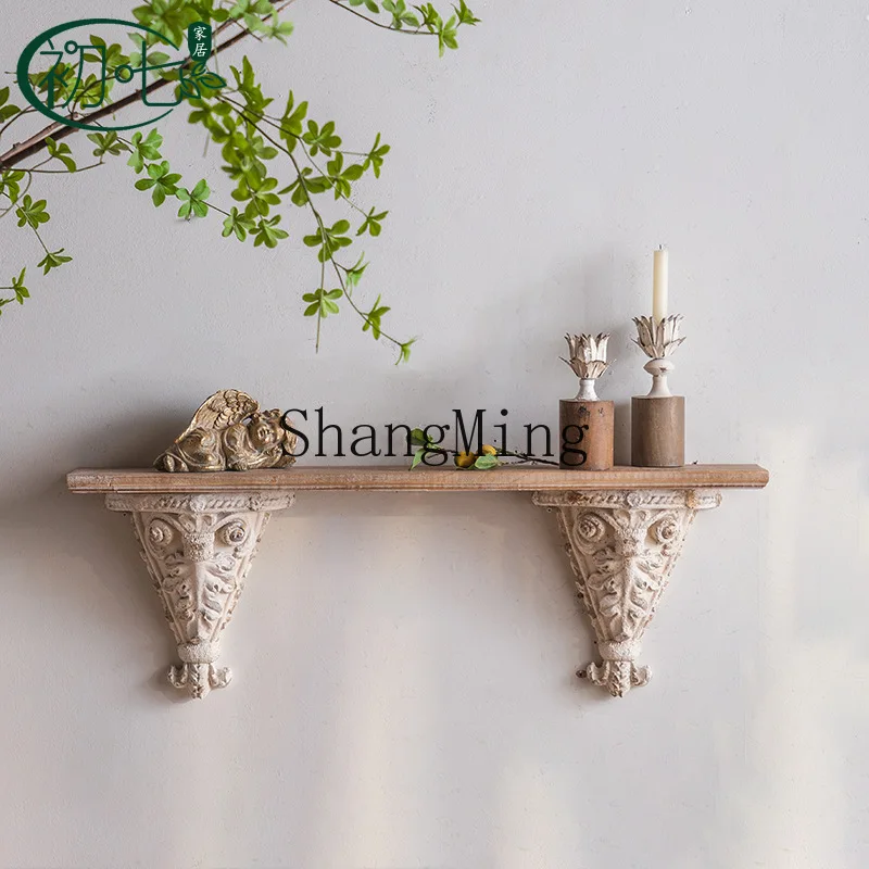 FG good-looking  retro decorative shelves living room solid wood carving flower ledges bed and breakfast bedroom wall baffle