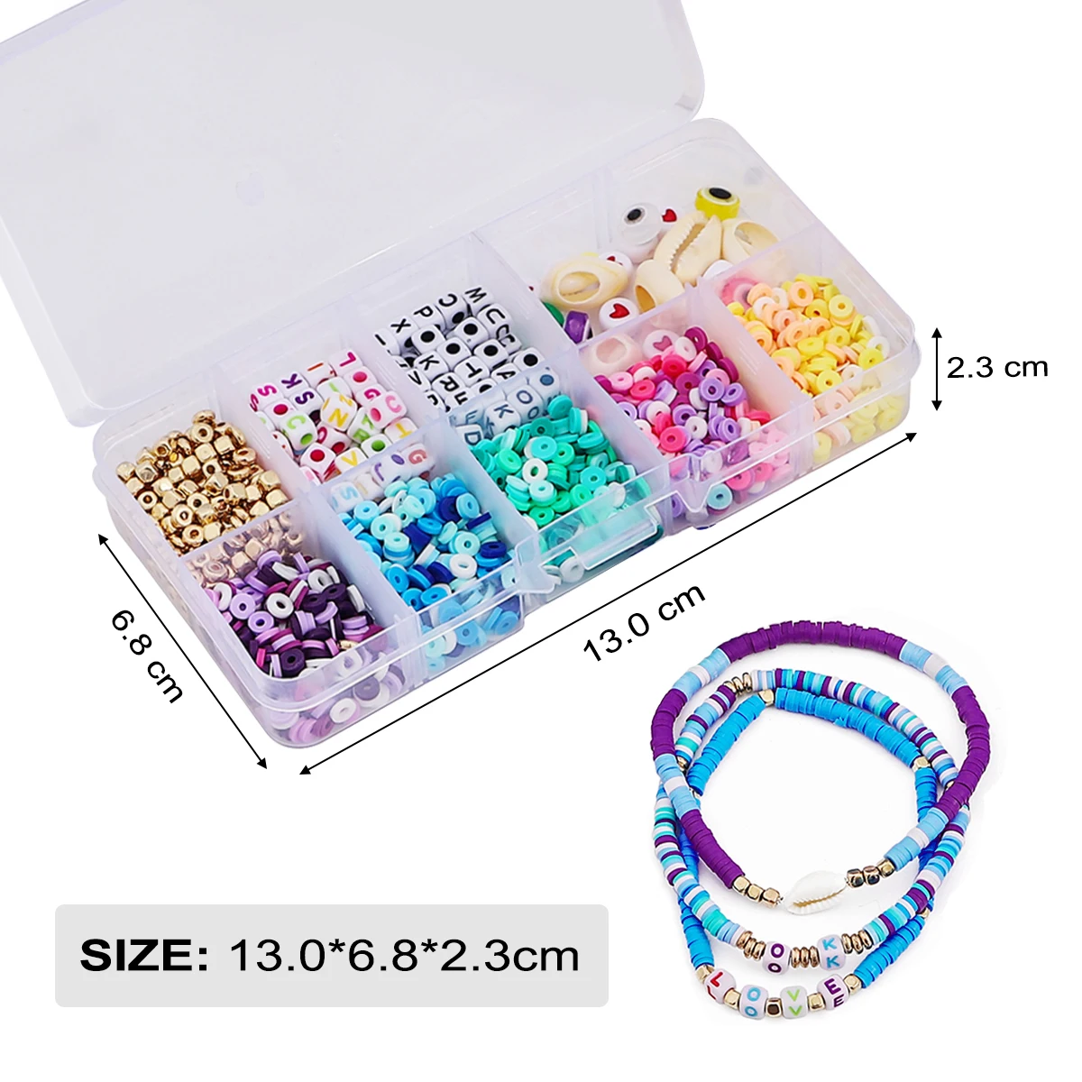 

10 Grid 4mm Polymer Clay & Letter Beads Set | DIY Handmade Jewelry Supplies for Bracelets Necklaces (Approx.1350pcs)