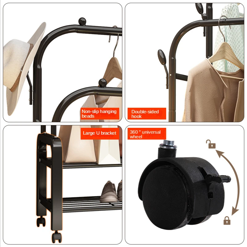 Clothes Rack Single-pole Floor-to-ceiling Hanger Bedroom Folding Clothes Pole Simple Clothes Hanger Household Clothes Rack