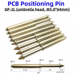 10/50PCS GP-2L Umbrella Head Light Board Positioning Pin Length 64mm Dia 5.0mm Probe Iron Column Spring PCB Fixture Test Accesso