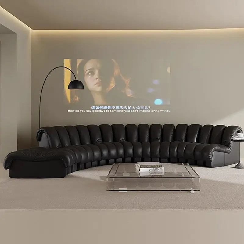 Schlangensofa erste Schicht Rindsleder Wohnzimmer großes Apartmentsofa