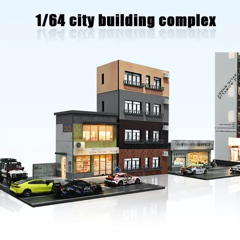 Diorama 1/64 Bilgaragemodell LED-belysning Stad Bostadsparkeringsplats Arkitektonisk Modell Scenvisning 10 best sales diorama parkeringsplats - №8