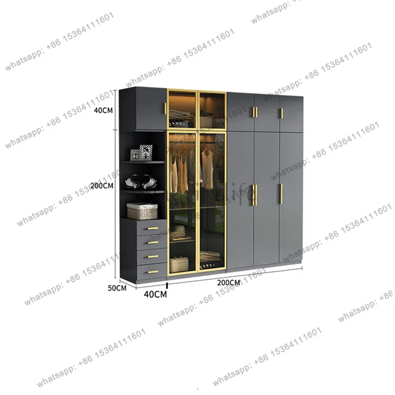PG Bedroom Cloakroom Closet Modern Minimalist Luxury Glass Door Storage Wardrobe Clothes Cupboard Armario De Ropa Furniture Home