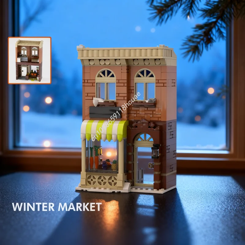 

396pcs MOC Winter Market Seasonal Christmased Model Building Blocks Construction Christmas Gift Assemble DIY Kids Toys Birthday