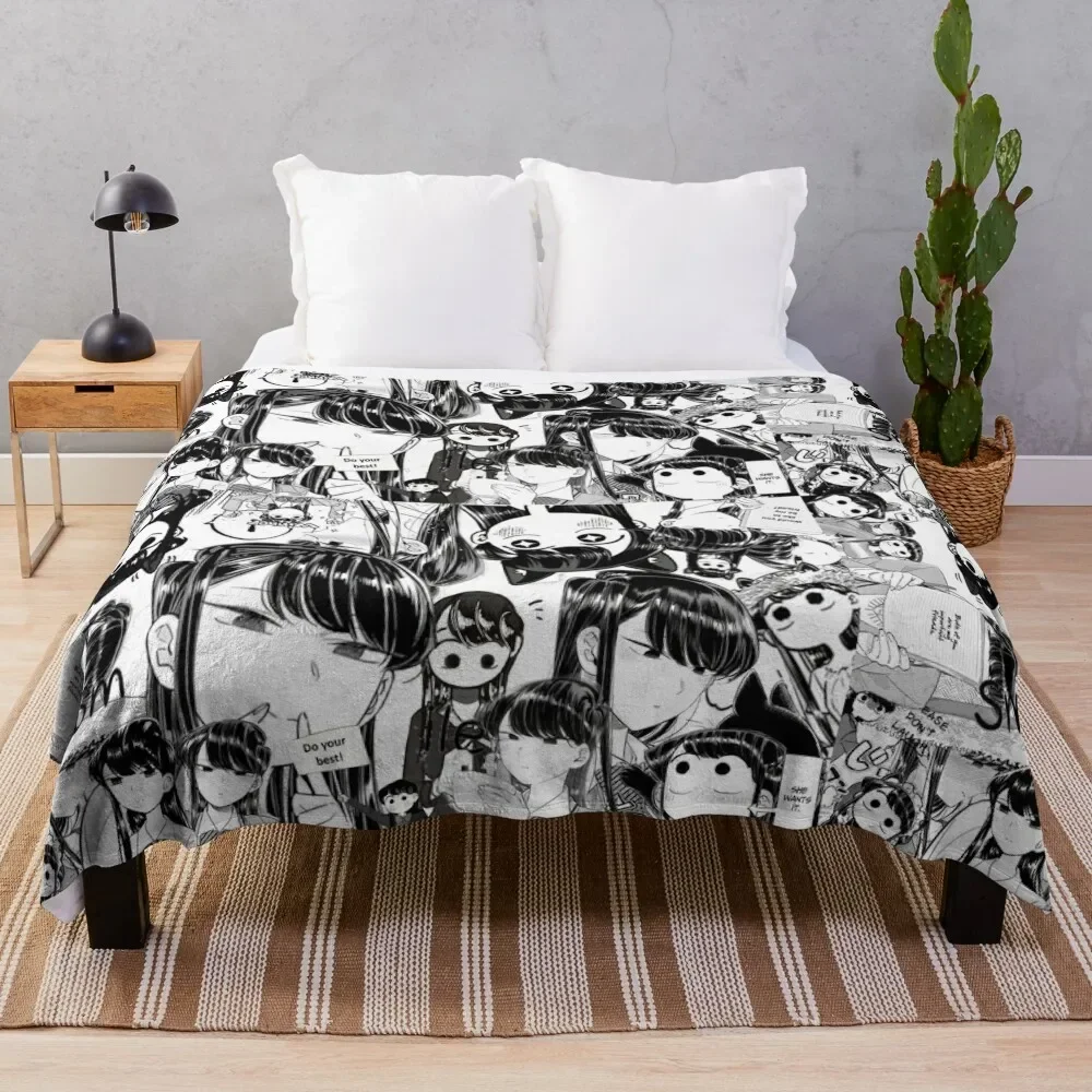

Komi San Manga Collage Komi can't comminicate Throw Blanket Warm Cozy Throw Blanket for Living Room Couch
