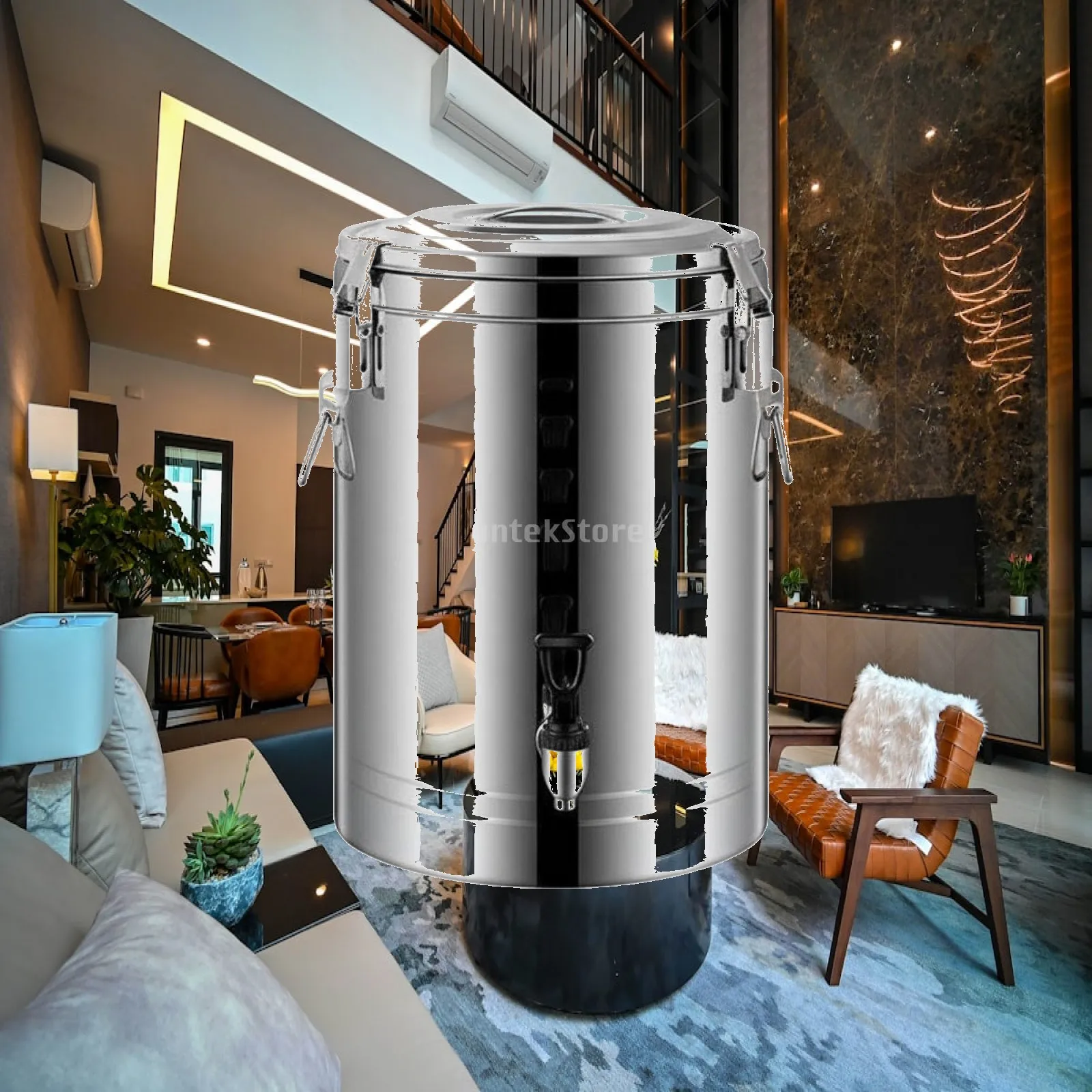 Insulated Stainless Steel Bucket for Soy Milk Hot Soup Storage Leak Proof Thermal Barrel for Outdoor Catering Use