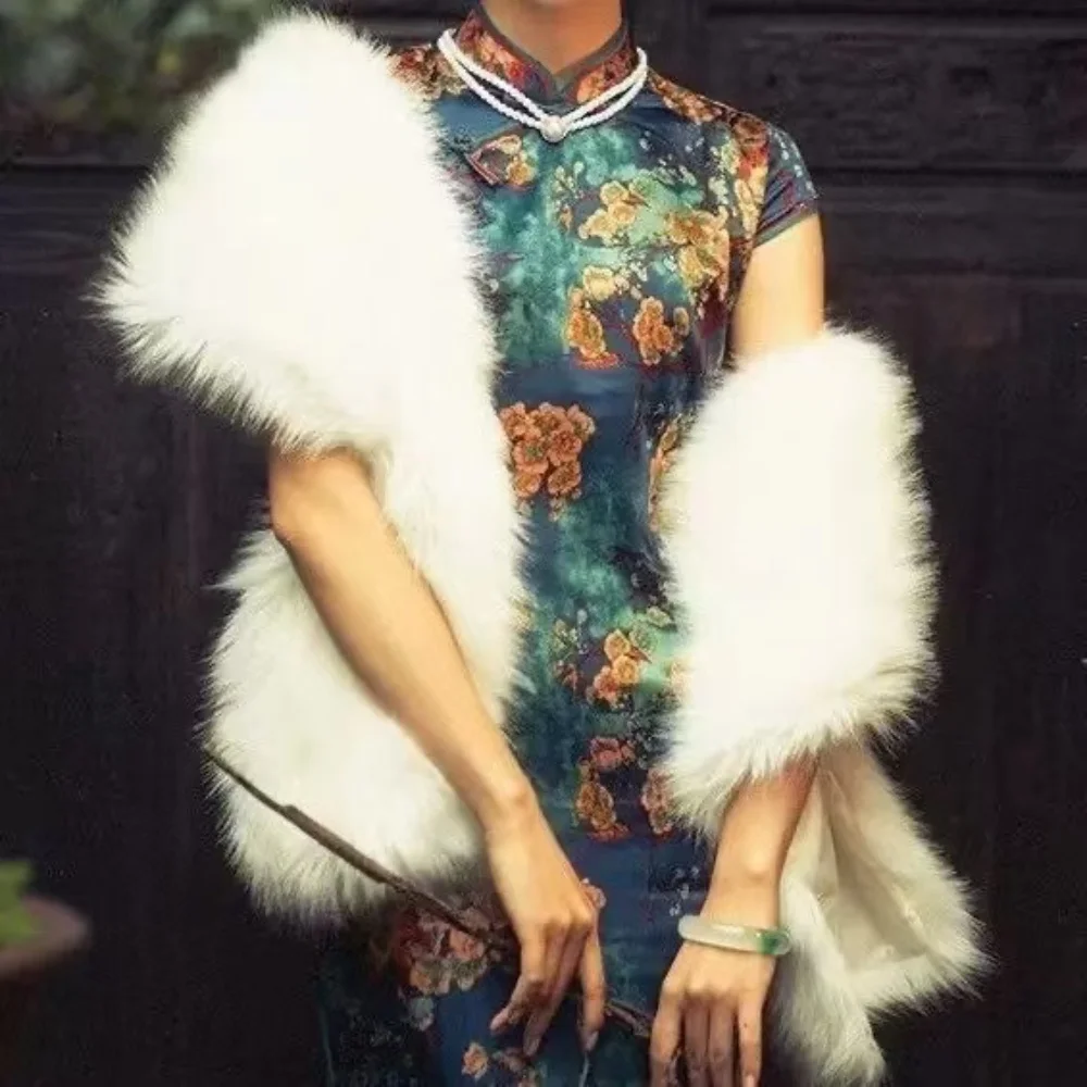 

Модный зимний теплый толстый шарф, черно-белый женский длинный пончо, накидка, мягкий ветрозащитный вечерний платье, шарф высокого качества