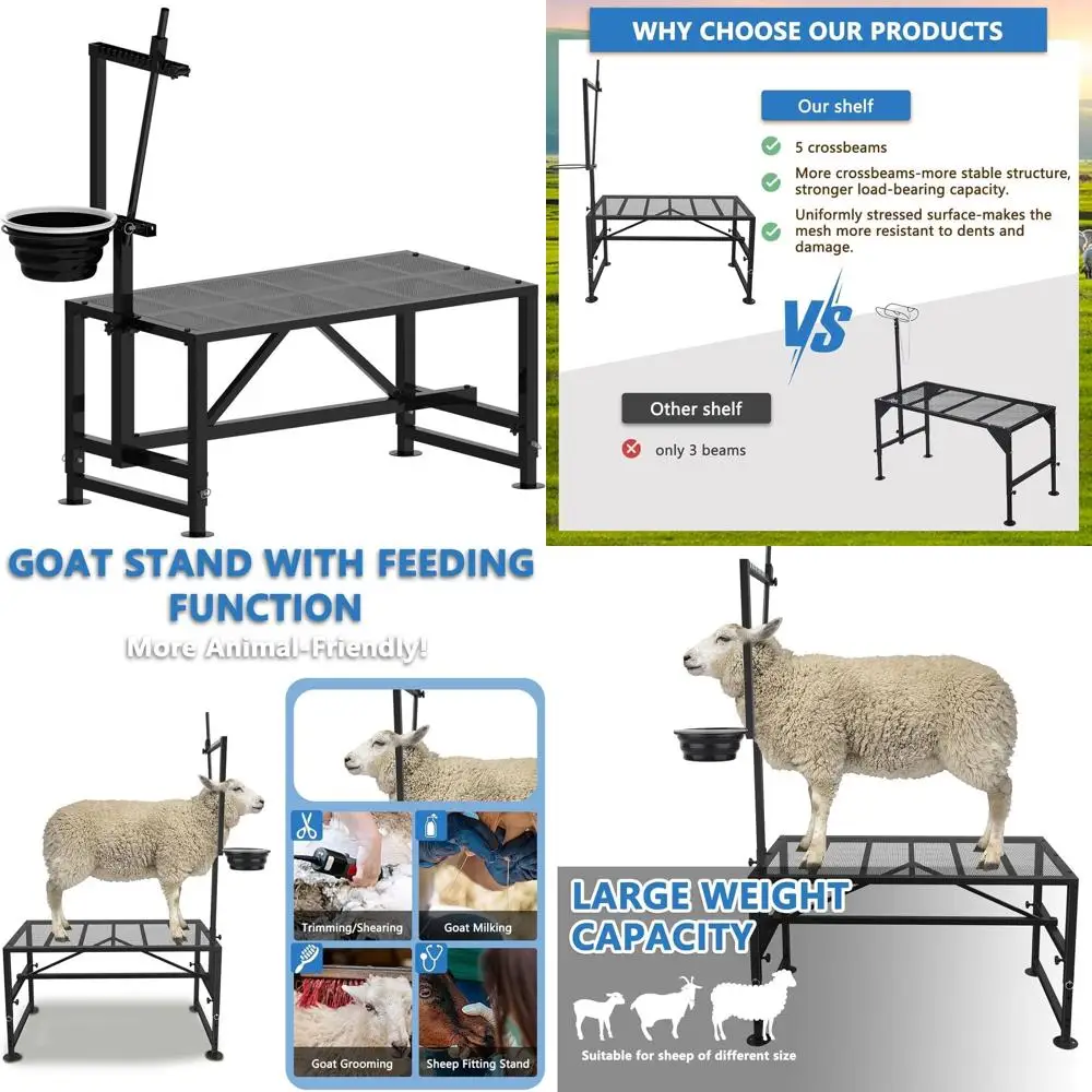 

Adjustable Goat and Pygmy Goat Stand for Trimming and Milking, Suitable for Dwarf Goats, Iron Black