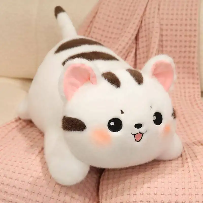 Neueste Spaß Liegende Heilung Kätzchen Puppe Kawaii Gefüllte Plüsch Spielzeug Puppe Cartoon Anime Nette Kinder Geburtstag Urlaub Geschenk Puppe