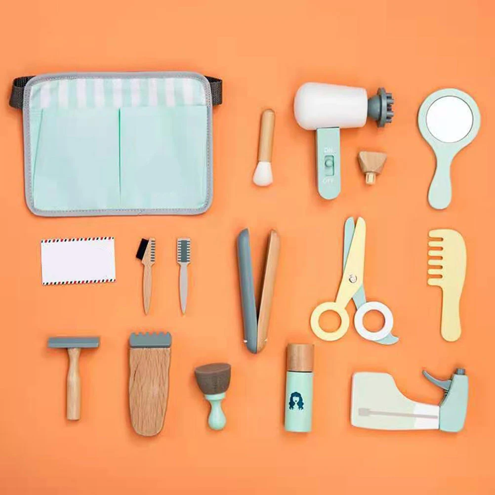 1Set Kinderen Kapsel Kit Educatief Fantasiespel Houten Kapper Tool Veilig Kinderen Leren Set Creatief Rollenspel