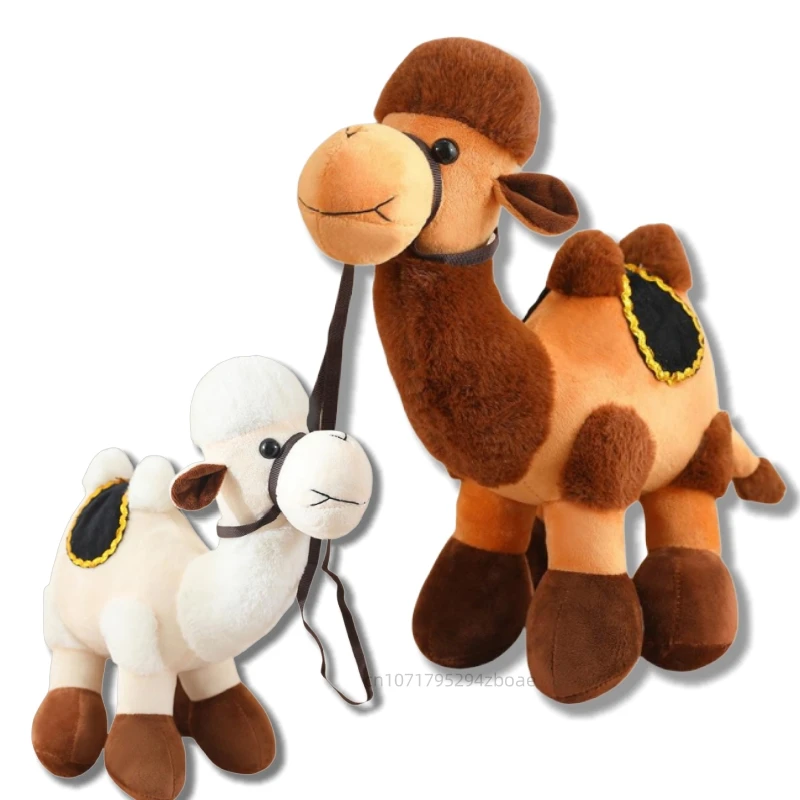 30/40/50cm Lifelike Real Camel Plush Doll With Saddle Brown And White Camel Plush Toy Home Decoration Gift For Boys And Girls