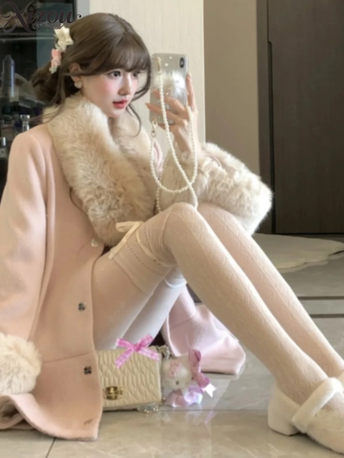 Princess Style Fur Collar Woolen Coat Women's Gentle High-end Super Beautiful Overcoat Fashion Girl Sweet Wool Coats