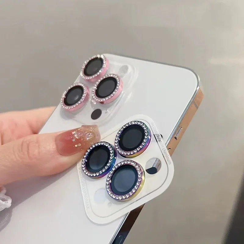 Luxury Pretty Shine Diamond Camera Lens Protector Case For IPhone 15 16  Pro Max Glitter Lens Glass Camera Cover Girl