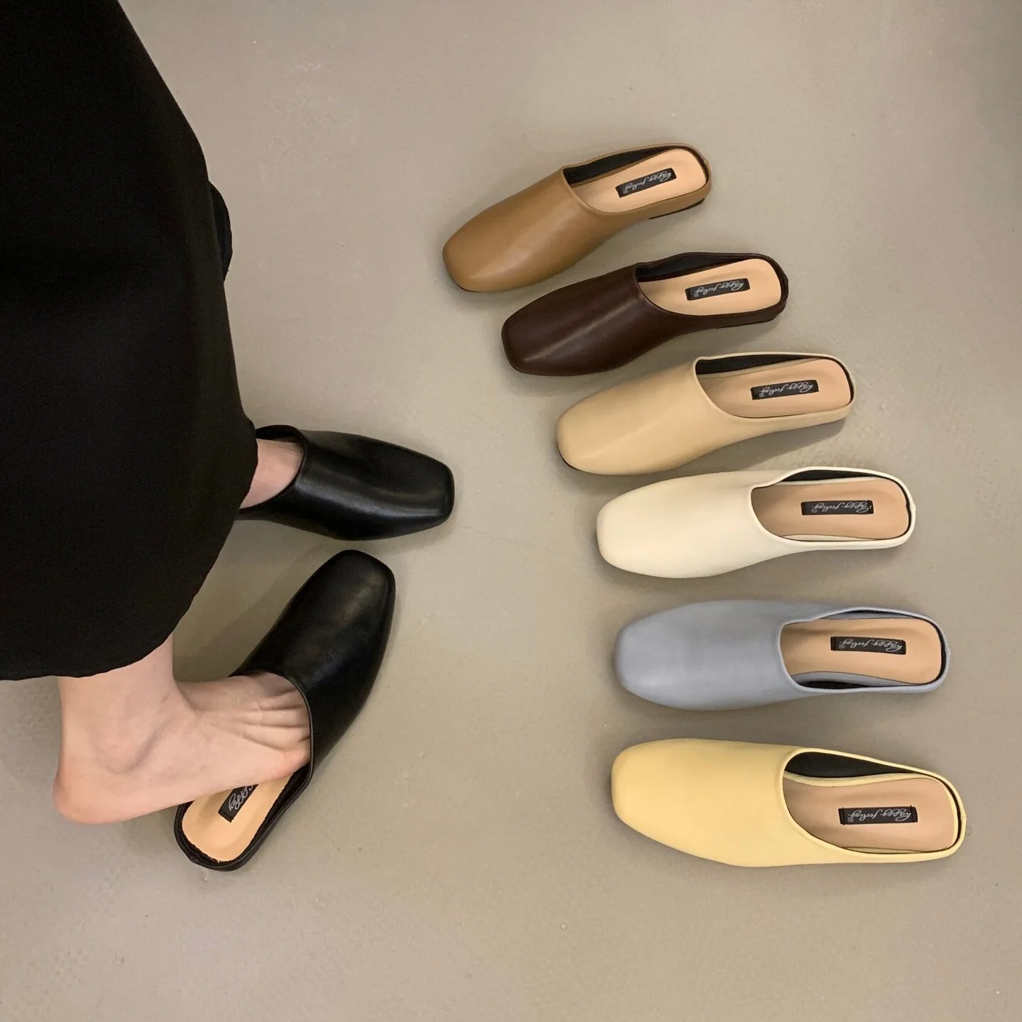 

Bailamos Brand Women Slippers Square Toe Sandals Mules Slippers Slides Women Simple Slippers Comfortable Office Mule Shoes Muje