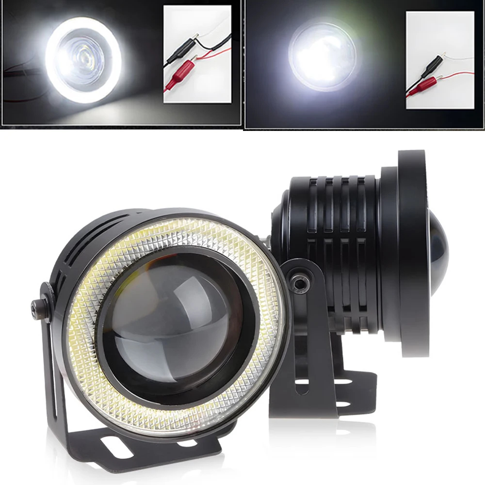 

12V Angel Eye Car LED Fog Light 2.5" 3" 3.5" Inch COB Projector Halo Ring DRL Driving Fog Lamp Led Auto Daytime Running Light