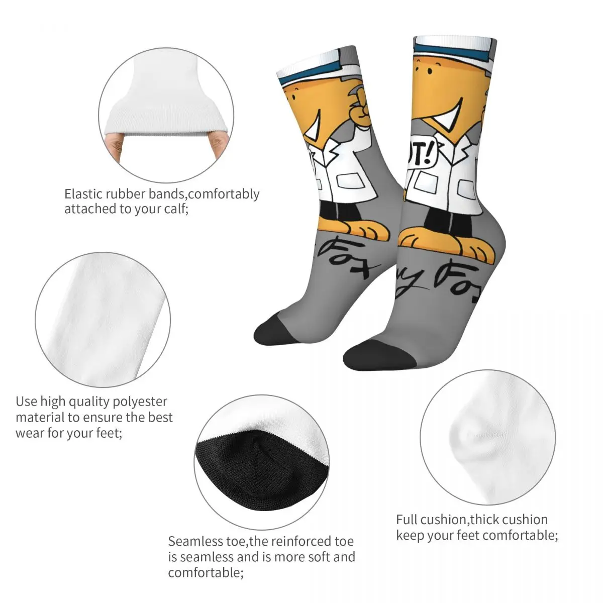 Funny Crazy compression Out Sock for Men Hip Hop Harajuku G-Guy Foxs Happy Quality Pattern Printed Boys Crew Sock Casual Gift