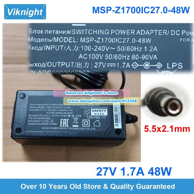 MSP-Z1700IC27.0-48W XKD-Z1700IC27.0-48W Power Adapter 27V 1.7A for Creative GIGAWORKS T50 T40 T30 Power Supply