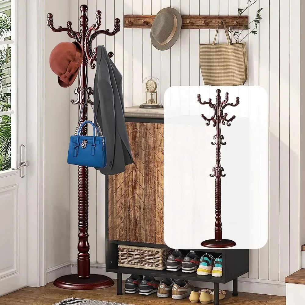 

Coat Racks Free standing, Natural Wood Coat Rack Stand , Heavy Duty Adjustable Height Coat Racks