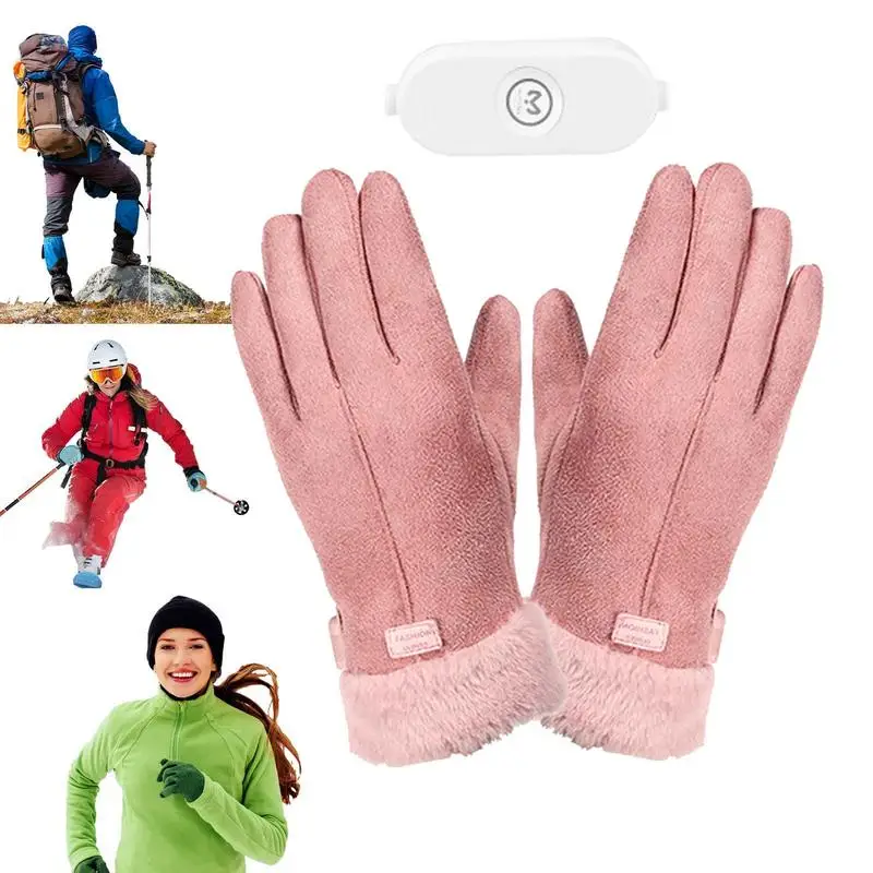 

Women Touch Screen Warming Ski Gloves USB Charge Cycling Electric Heated Gloves High-quality Winter Full Fingers Heating Gloves