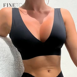 FINETOO Sexy Seamless Bras For Women Push Up Bra Padded Top Wireless Brasiere Girl Deep V Bralette Soft Female Lingerie Intimate