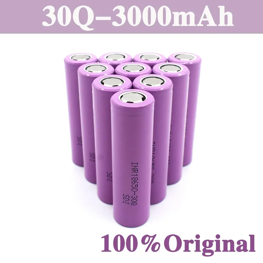 100% Original INR 18650 battery 3.7V 3000mAh INR18650 30Q li-ion Rechargeable Batteries Hight Power Discharge 30A Larger Current