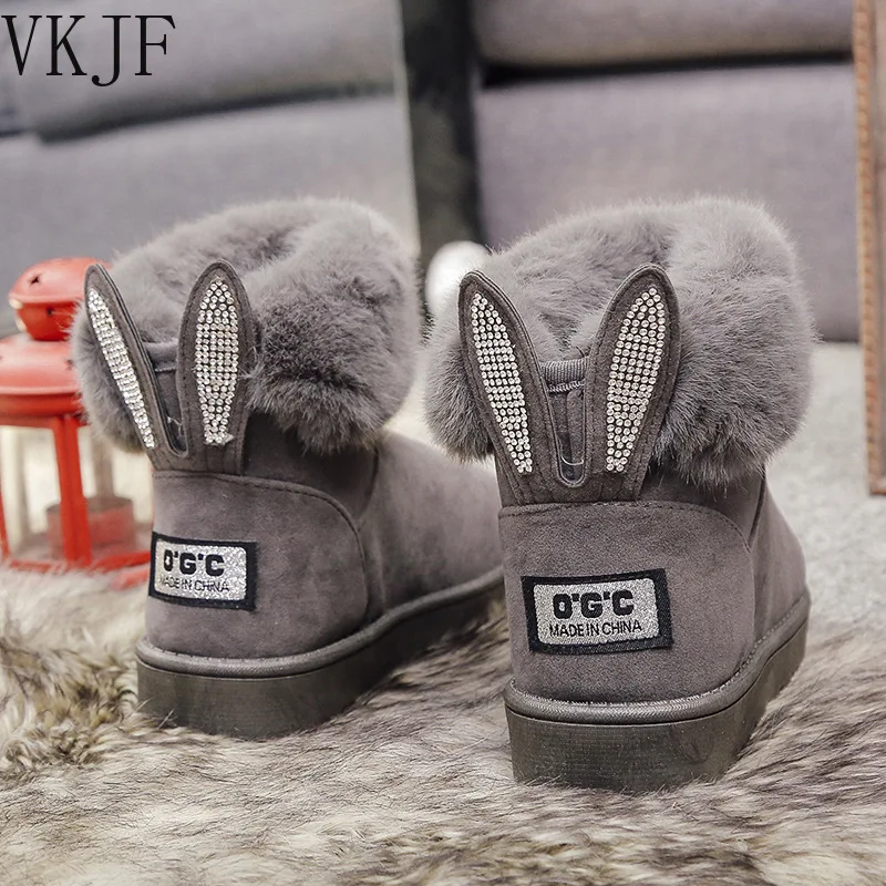 2023 Women Boots Real Fox Fur Brand Winter Shoes Warm Black Round Toe Casual Plus Size Female Snow Boots Drop Ship