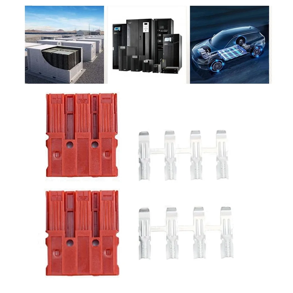 Battery Panel Connectors 30A 600V 2x Double Pin for Forklift Features Flame Retardant PC and Silver Plated Terminals