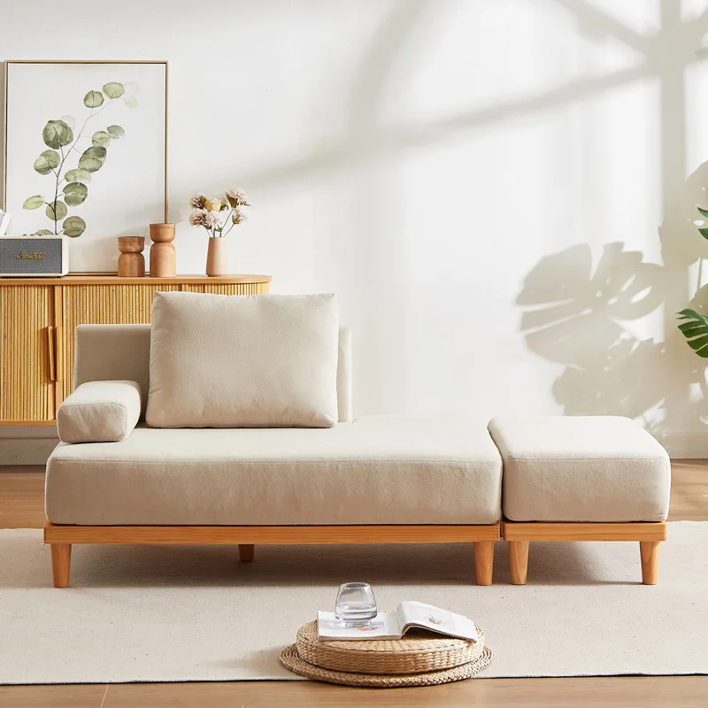 

Sofa combination living room small apartment Japanese-style Nordic wabi-sandy wind solid wood single princess sofa recliner chai