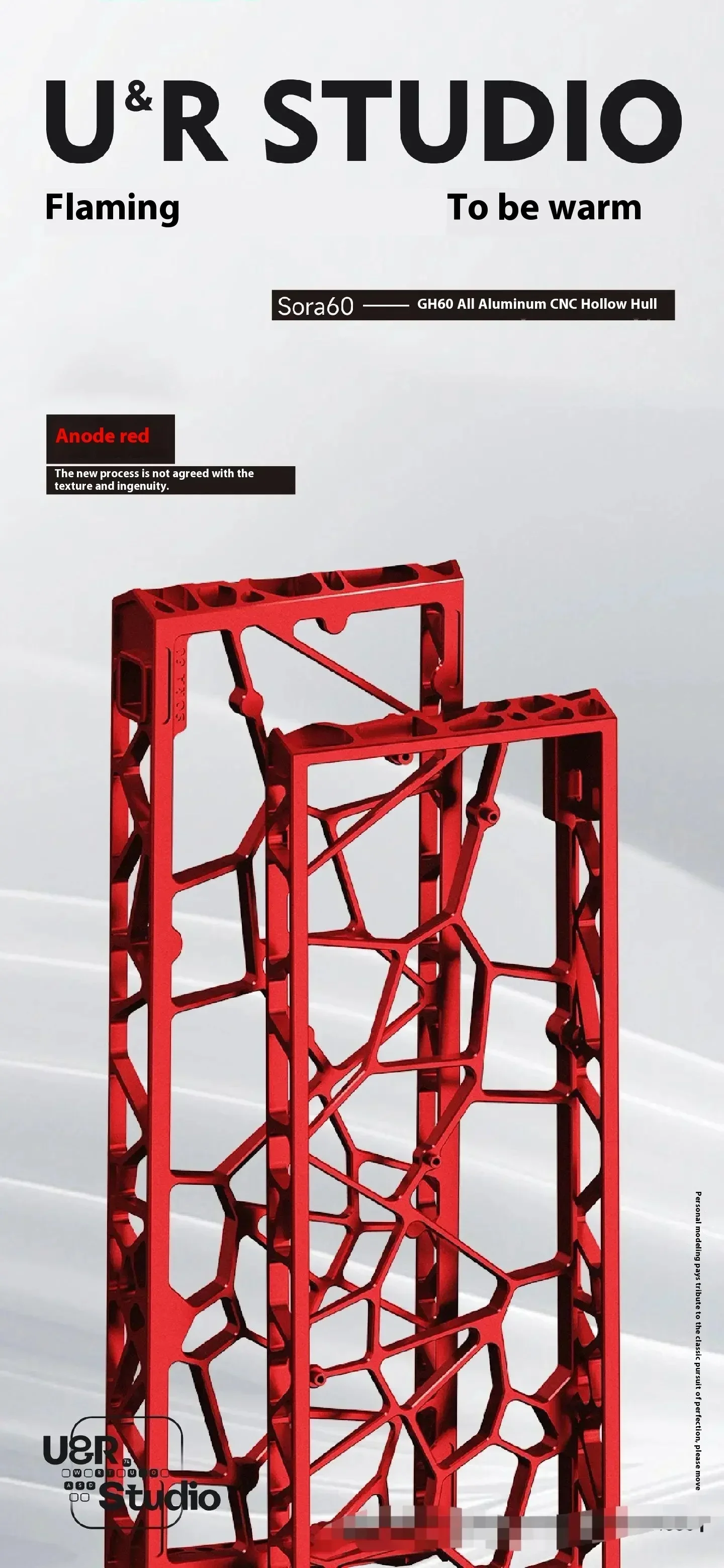 UR Studio Sora60 Mechanical Keyboards Shell GH60 Aluminium Alloy CNC Hollow Out Custom Keyboard Shell PC Office Accessories Gift