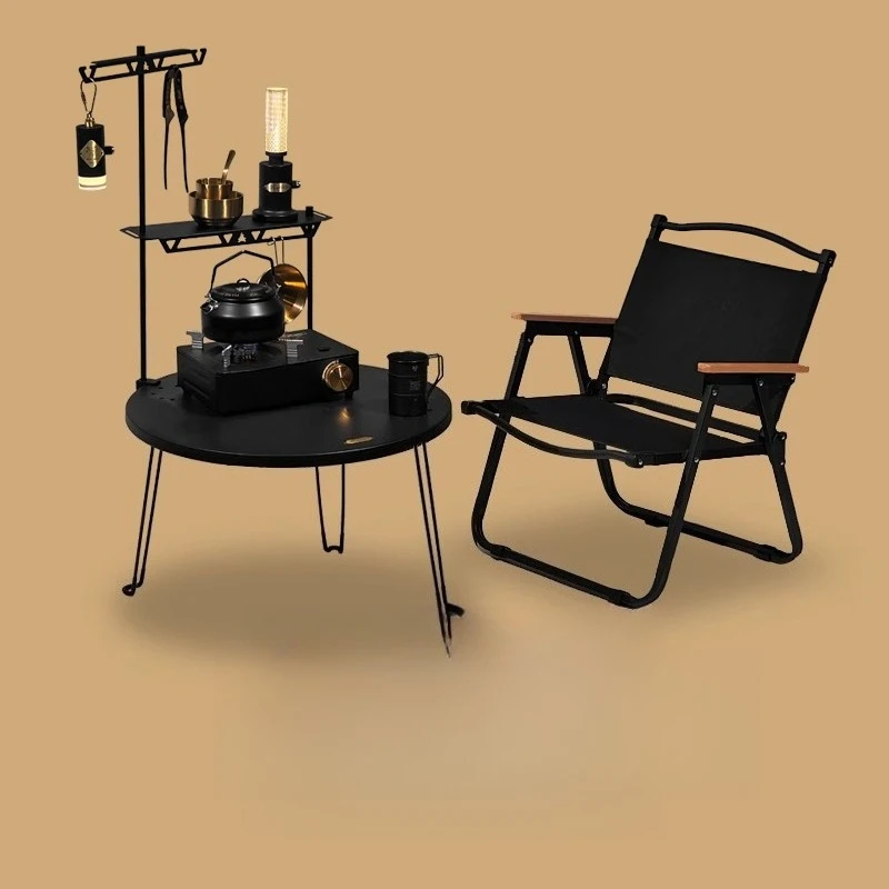 الضميمة الذهبية السوداء الأمريكية صنع الشاي طاولة التخييم مجموعة موقد تحميص دافئ #2