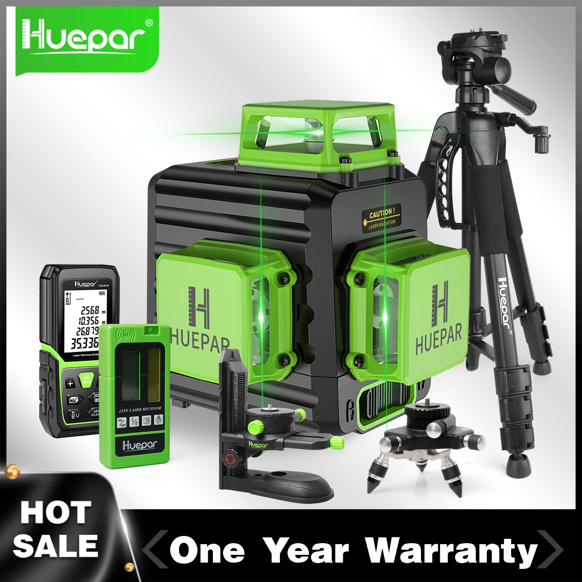 Nível Laser Verde com Hard Case Horizontal e Vertical Cross Lines Auto-nivelamento Interior e Exterior 12 Linhas Huepar3d