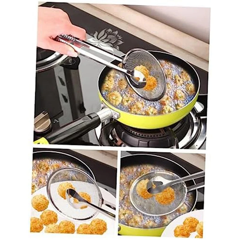 Pinzas para freír de acero inoxidable resistentes a altas temperaturas, cuchara para pescar alimentos, pinzas para drenar alimentos, patas de pollo frito 28x10cm