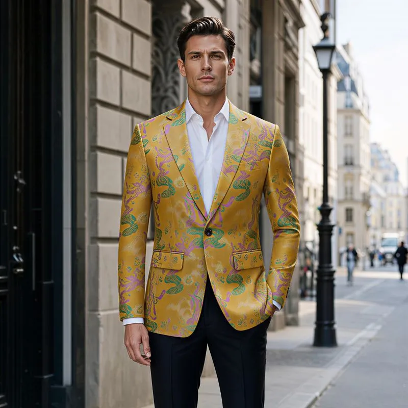 New Men's Business Casual Jacquard Suit One Button Jacket Suitable for Gentlemen, Grooms, Weddings, Dances, Party Dresses Blazer