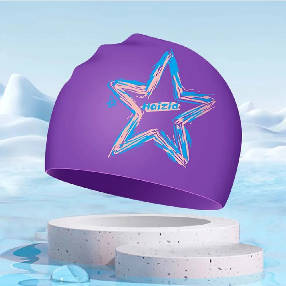 Swimming Accessories Silica Adult Swimming Cap Star Elastic Swimming Hat Moon Lightweight Bathing Cap Summer