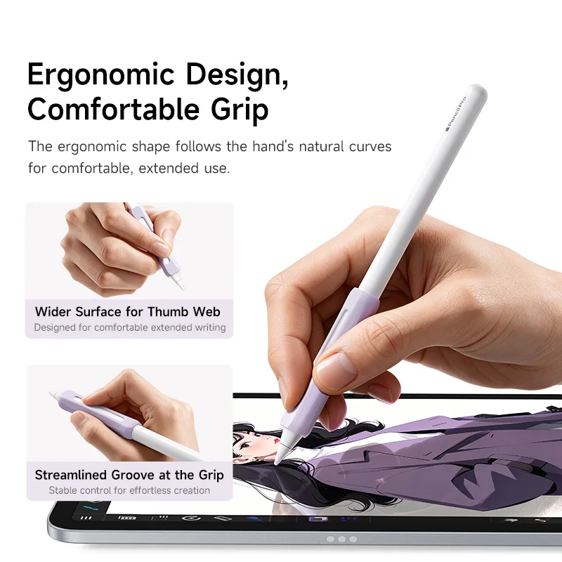 Baseus Stylus Pen Silicone Grip Sleeve for Apple Pencil Pro 2nd 1st Gen Anti-Slip Ergonomic Grip for Xiaomi HUAWEI iPad Pen Grip
