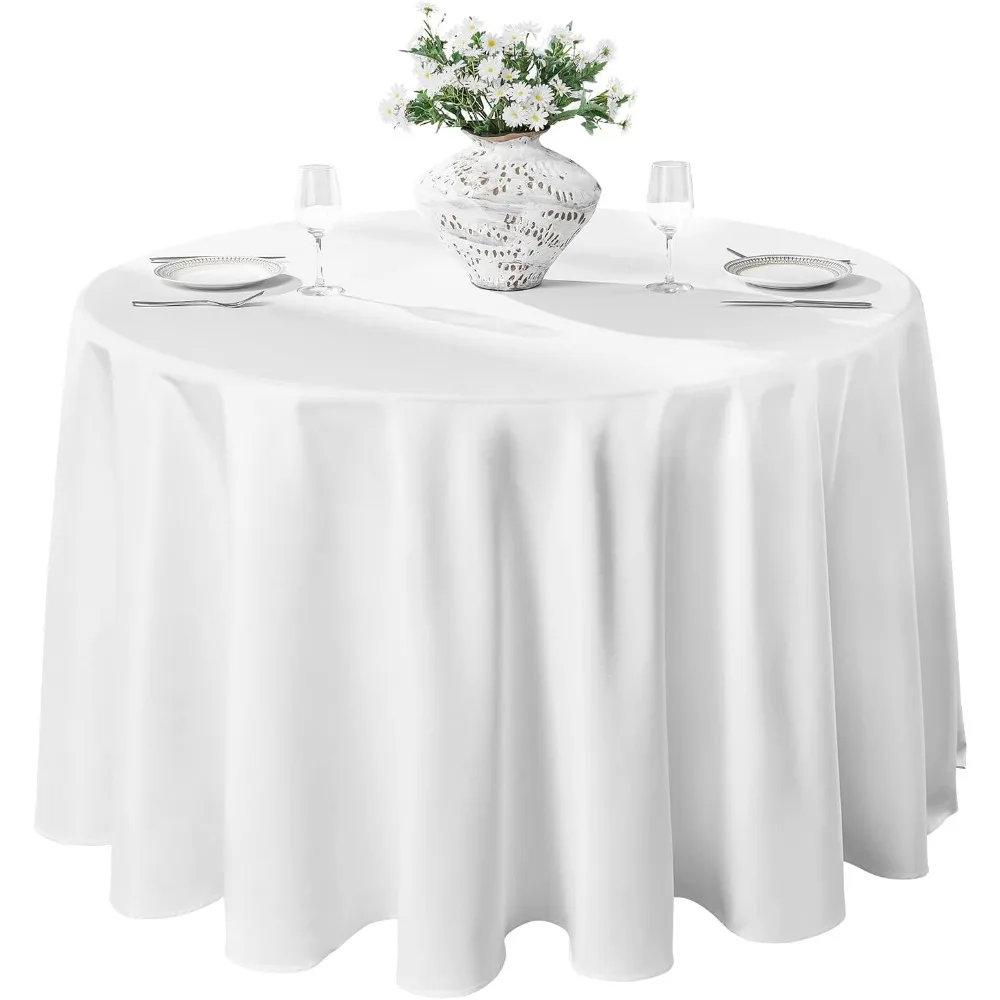 

Round Tablecloth 132inch 6pack Polyester Table Cloth, Stain Wrinkle Resistant Polyester Dining Table Cover