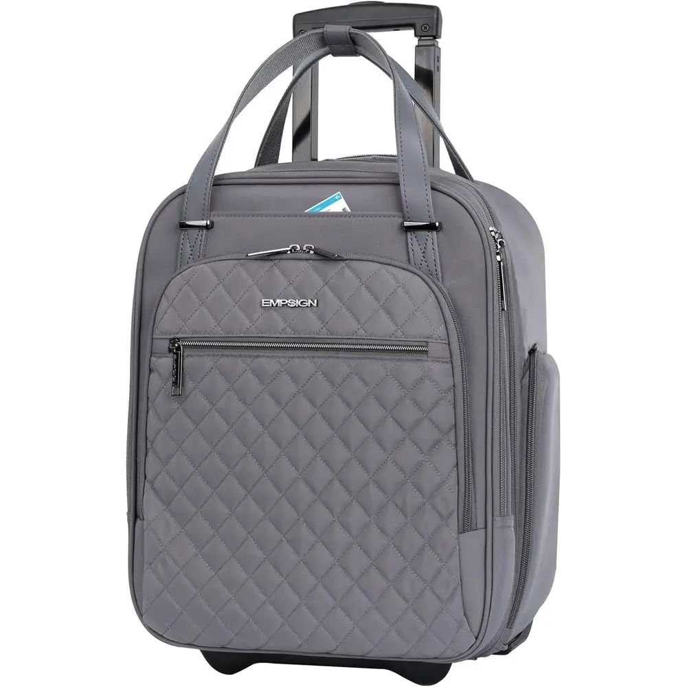 

16 Lightweight Rolling Overnight Bag with Wheels, Multifunctional Weekender Suitcase for Travel, Grey