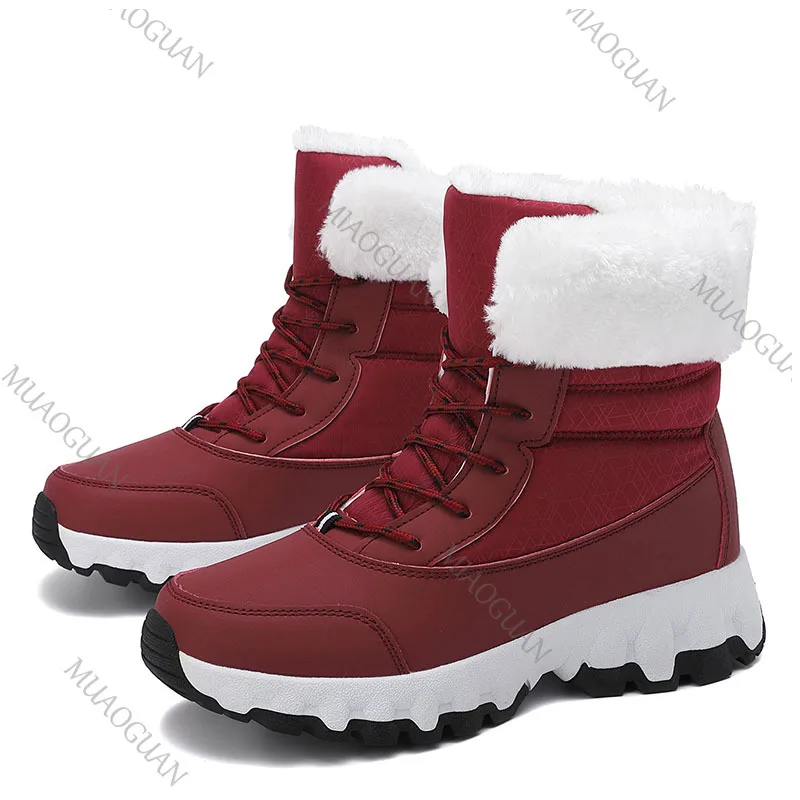 Botas De Nieve Para Mujer: Plataforma, Cálidas, Peludas, Botines Cortos Informales De Felpa Con Cordones_voghion.com