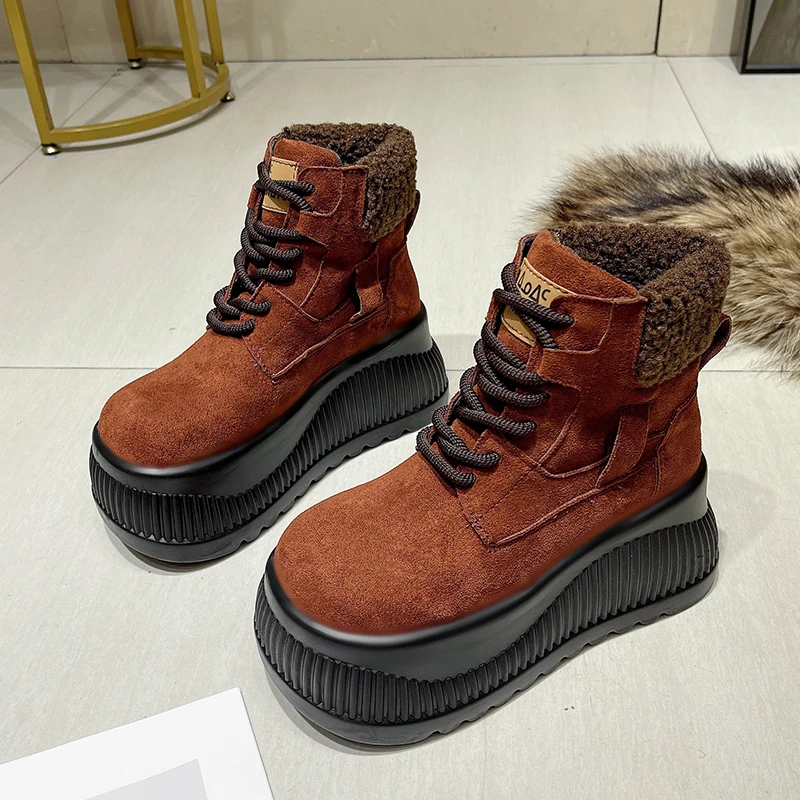 

Женские ботильоны на плоской подошве и платформе, дизайнерская обувь на шнуровке, модные осенние женские зимние ботинки Botas 2025 г., спортивные ботинки челси в готическом стиле Mujer