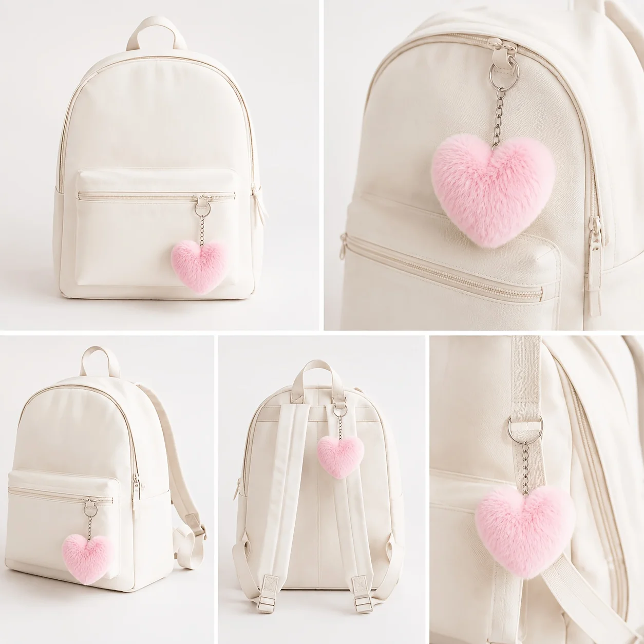 1pcs Fashion Elegant Charm Pink Love Keyring For Women Girls Party Hair Accessories