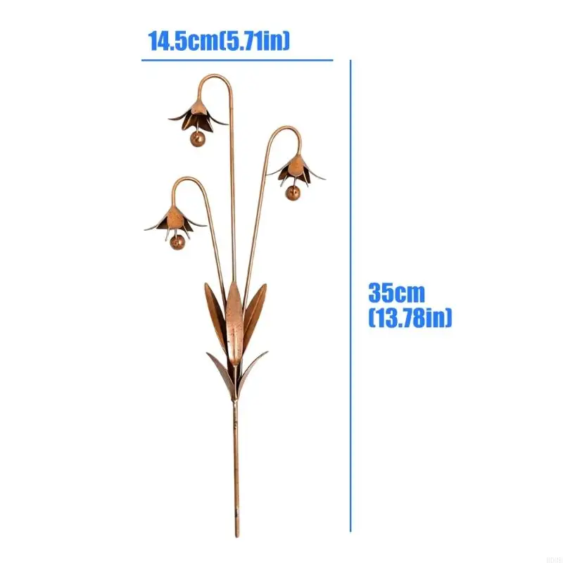 Rostiger Metall-Gartenstecker, rostige Glockenblumen-Gartenkunst, Eisen-Blumendekoration für den Außenbereich, rostiges Geschenk – Detail 6